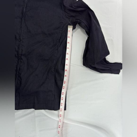 Eileen Fisher Navy Linen Blend Full Zip Shirt Jacket Size Small Petite - Picture 10 of 11